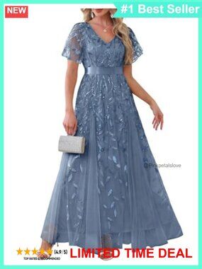 Plus Size Sequin Long Evening Prom Dress Formal Wedding Guest Gown